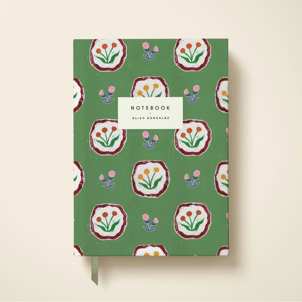 Eliza Gonzalez Papier Green Flowerbed Hardcover Lined Notebook